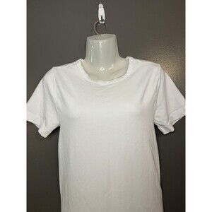 French Laundry Shirt Womens L/XL White Basic Crew Neck Short Sleeve Tee Stretch